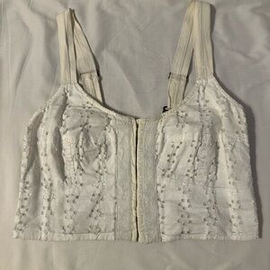 Free People Off-White Lace Eyelet Crop Top